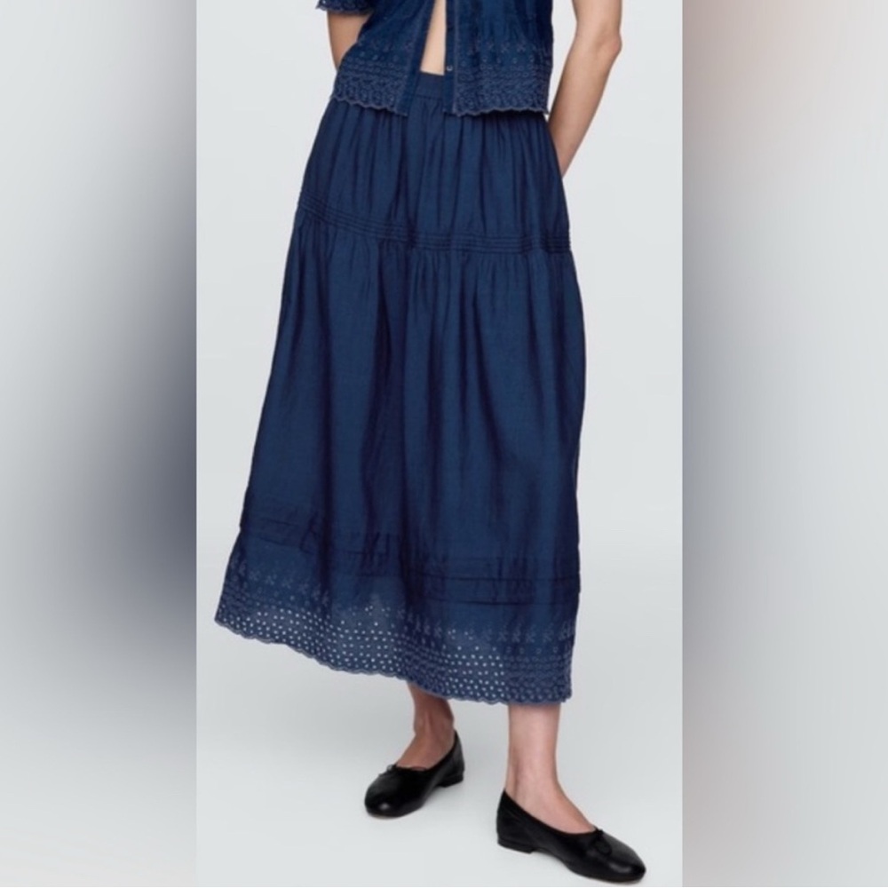 GAP x DOEN Medium Indigo Eyelet Skirt